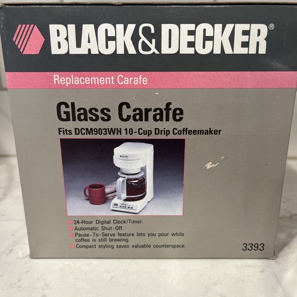 Black&Decker Glass Carafe 10‎ cup fits DCM903WH drip coffeemaker No Lid - Picture 2 of 3